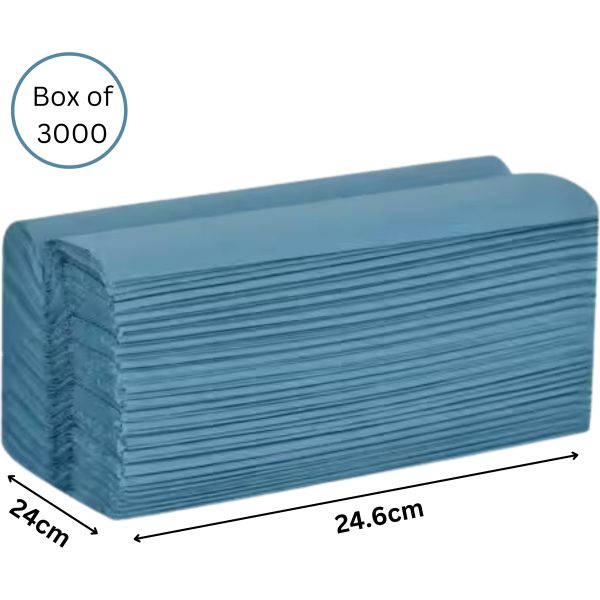 Hand Towels 1 Ply Z-Fold BLUE 24.6x24cm X 3000