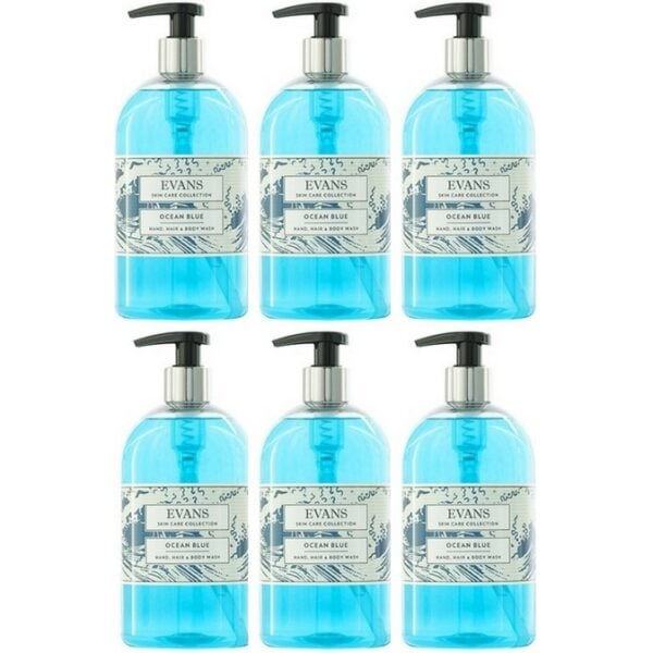 Evans Ocean BLUE Revitalising Hand, Hair and Body Wash 500ML X 6