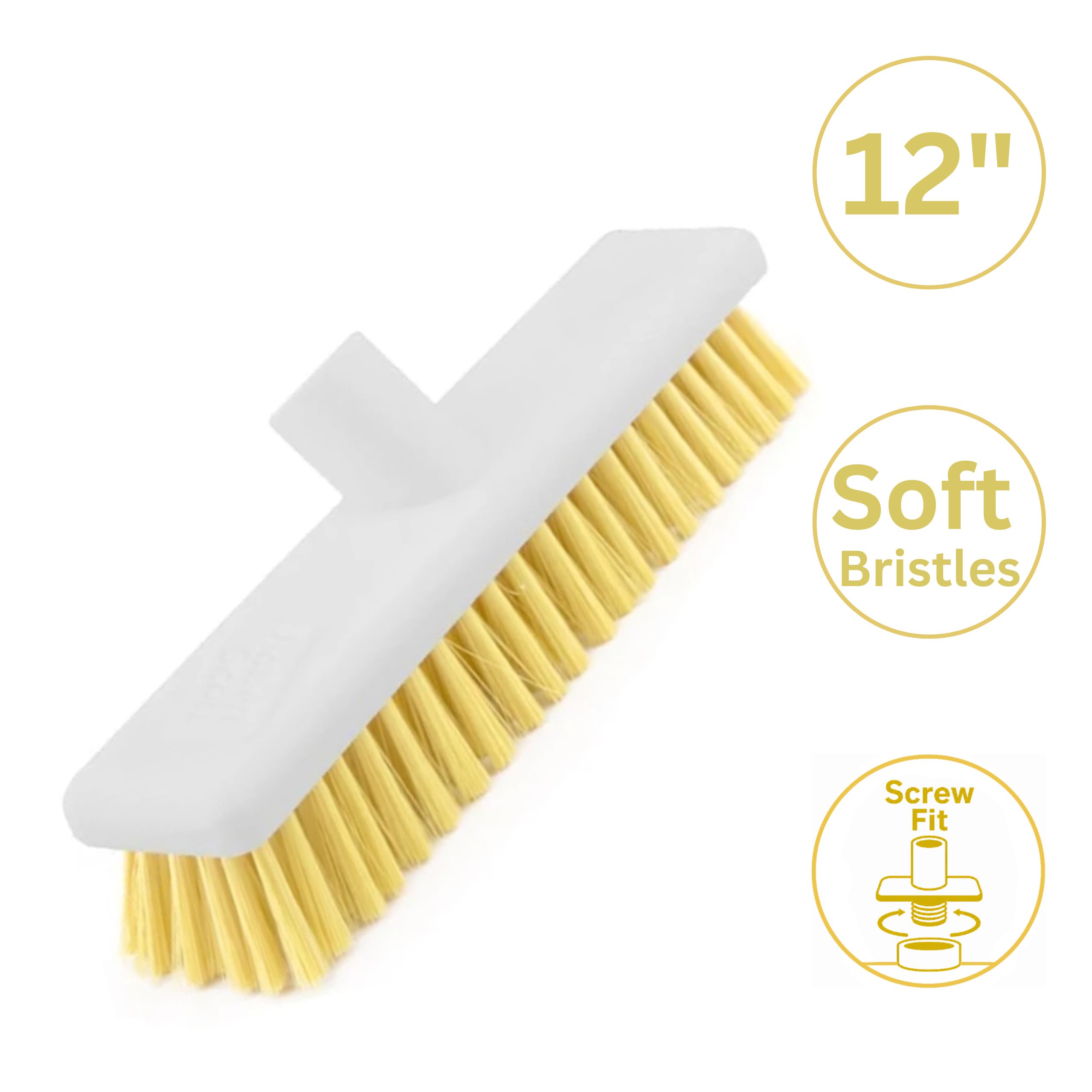 Washable Broom Soft YELLOW 12" (Screw) Washable Broom Soft YELLOW 12" (Screw)