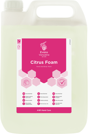 Evans Citrus Foam Luxury Hand And Body Wash 5LTR