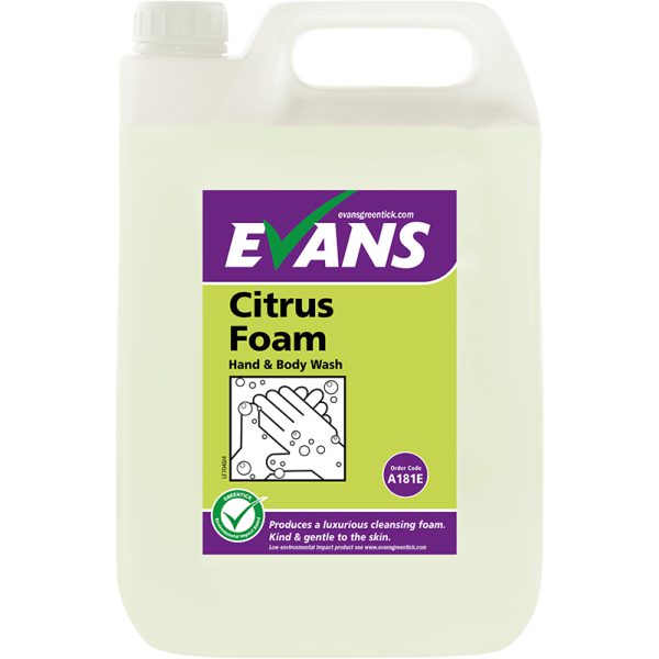 Evans Citrus Foam Luxury Hand And Body Wash 5LTR