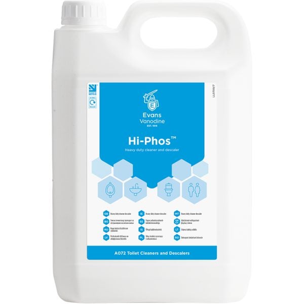 Evans Hi-Phos Heavy Duty Washroom And Toilet Cleaner And Descaler 5LTR