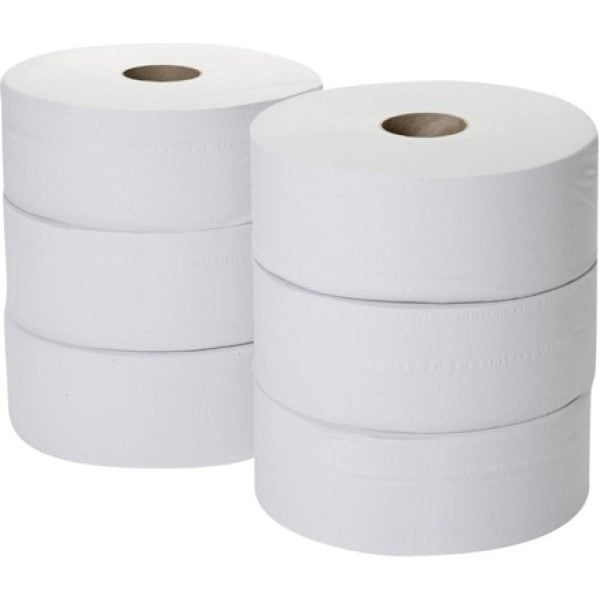 Midi Jumbo Toilet Rolls 2 Ply WHITE 2 1/4''  250m X 6 (0035)