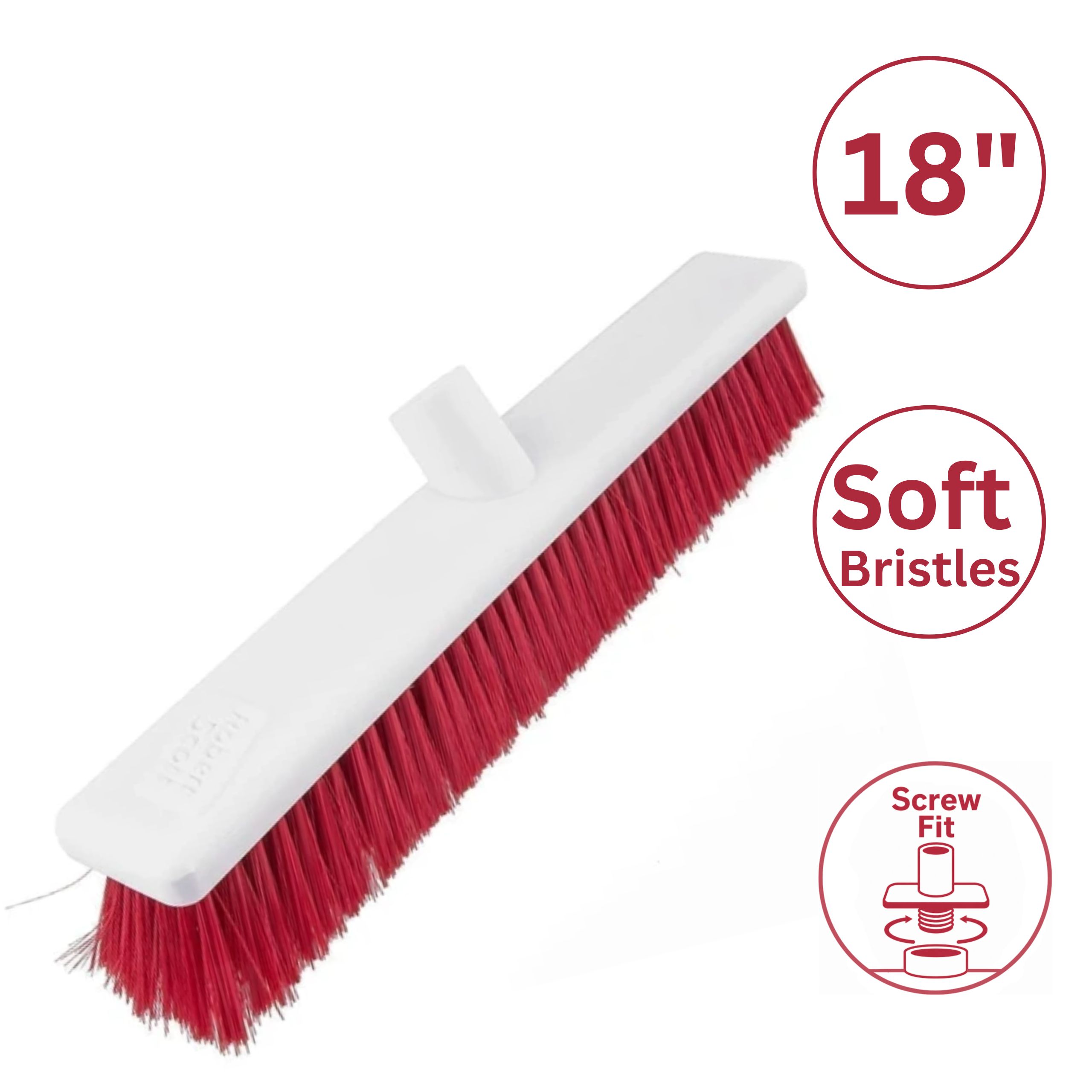 Washable Broom Soft RED 18'' (Screw) Washable Broom Soft RED 18'' (Screw)