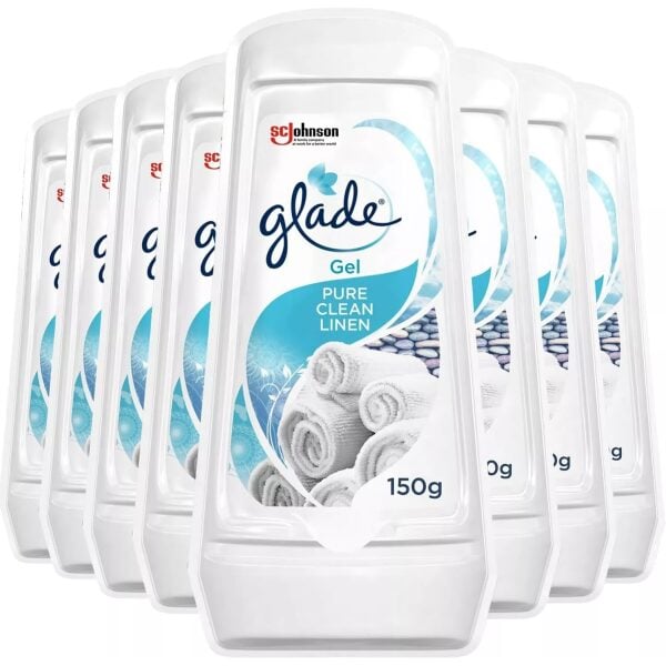 Glade Solid Clean Linen Gel 150GM X 8