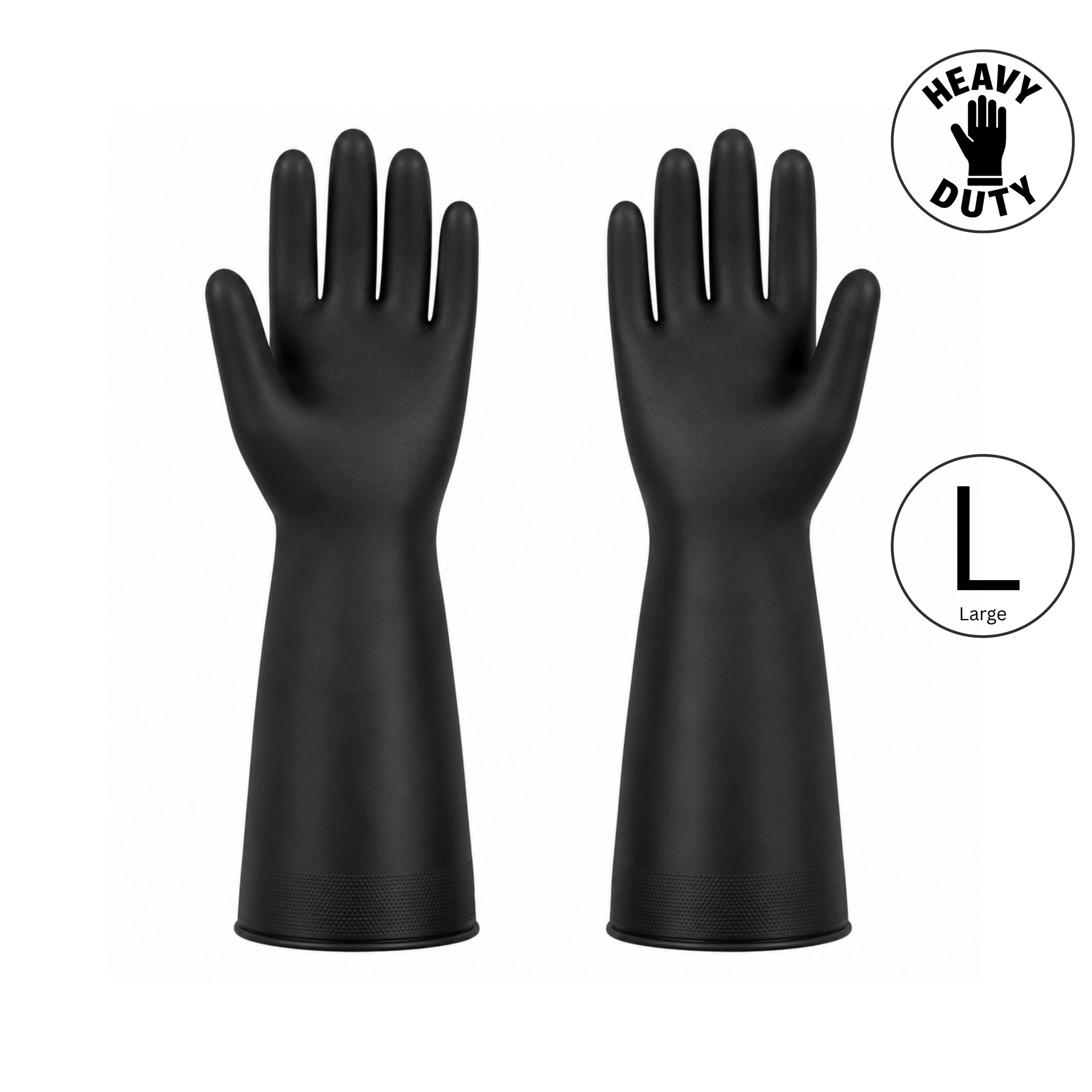 Heavyweight Rubber Gloves BLACK Large Heavyweight Rubber Gloves BLACK Large