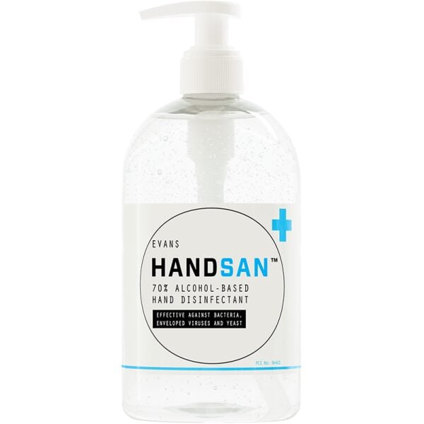 Evans Handsan 70% Alcohol Based Hand Disinfectant 500Ml X 6