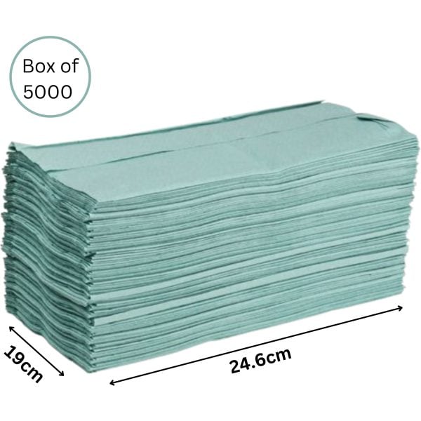 Hand Towels 1 Ply V-Fold GREEN  19x24.6cm X 5000