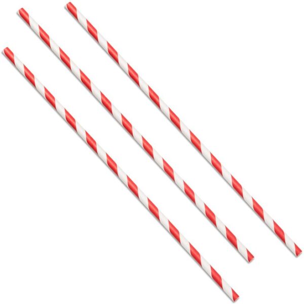 Smoothie Paper Straws Red Stripe X 200