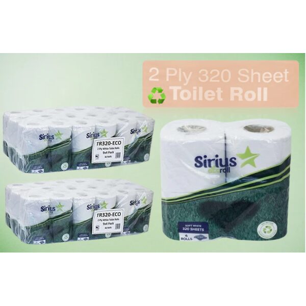 Eco Toilet Rolls 2 Ply WHITE 320 Sheet 9 X 4 Rolls