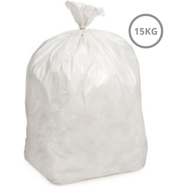 Refuse Sack Recycled Heavy Duty WHITE 18x28x38" 15KG X 200