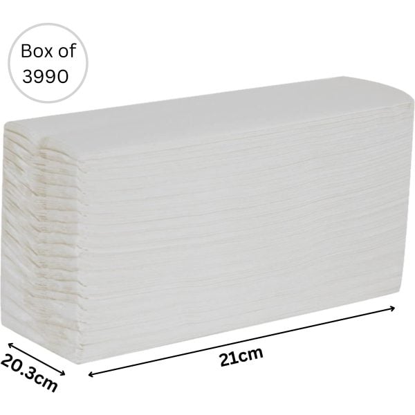 Hand Towels 2 PLY V-Fold WHITE PN 21cmX20.3cm X 3990