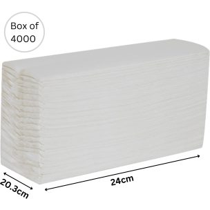 Hand Towels 2 PLY Z-Fold WHITE PN 24cm X 20.3cm X 4000