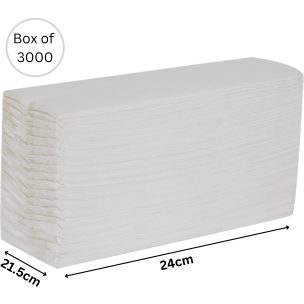 Hand Towels 2 PLY Z-Fold WHITE 21.5x24cm ST X 3000