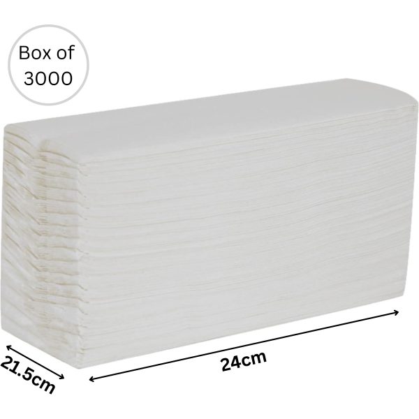 Hand Towels 2 PLY Z-Fold WHITE 21.5x24cm ST X 3000